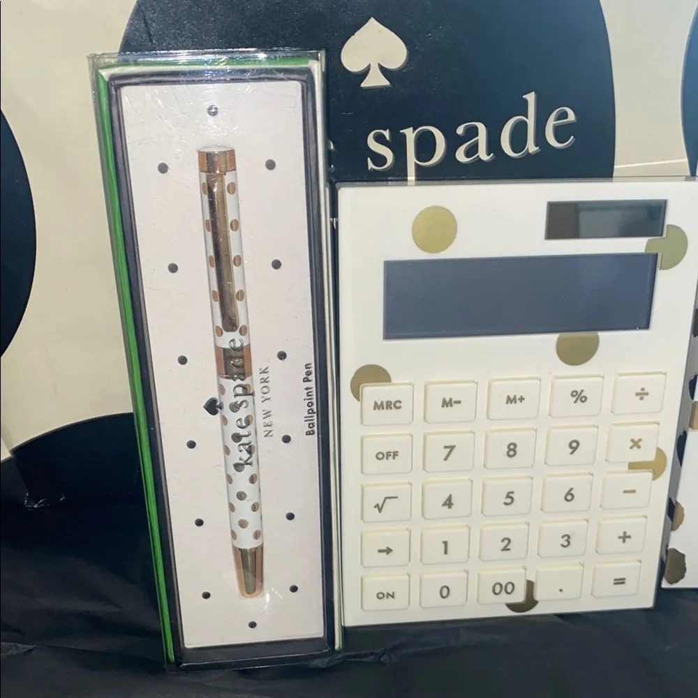 Kate Spade ♠️ 7pc Gold Polka Dot Office Set - Picture 2 of 5